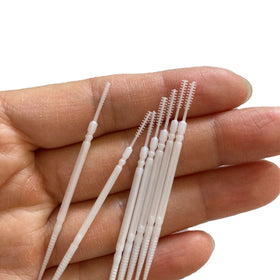 40 Pcs/box White Oem logo Printing Flexible Mini Brow Micro Brush for Lamination Lifting Brush Lamination Tool Eyebrow