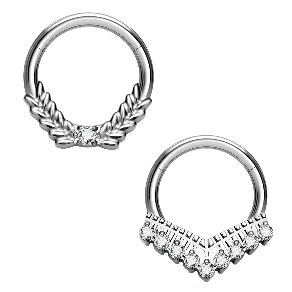 Wholesale G23 Titanium Laurel Wreath With CZ Center Septum Hoop Nose Ring Ear Cartilage Tragus Helix Women Body Piercing Jewelry