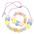 pink Acrylic Beads Beaded Little Toddler Girls' Kids Children butterfly Bowknot Adjustable Necklace and Bracelet Set