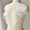 1 Pair Black White Flower Sequin Flower Tassel Appliques Lace Fabric Wedding Embroidered Trims DIY