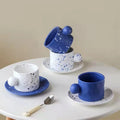 Newest Customized Lovely Nordic Splash Ink Porcelain Eco-Friendly Minimalist Coffee Mugs and Saucers Set Sublimation Cup