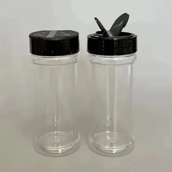Wholesale Customized 100ml PET Round Spice Jars Transparent Plastic Seasoning Bottles With Shaker Lids for Pepper and Salt
