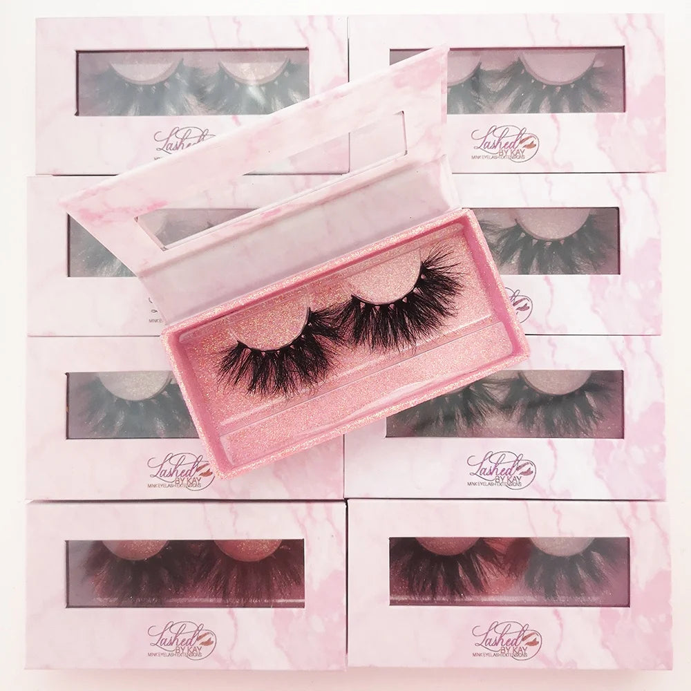 Best Selling Luxurious Mink Eyelash 18mm-25mm Extra Long Super for 3D 5D Glitter Handmade Black Cotton Band Full Eyelashes