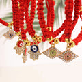 Hand Fatima Hand Charm Bracelet Men's Fashion Handmade D-evil Eye Bracelet Adjustable Lucky Red String Rope Woven Bracelet