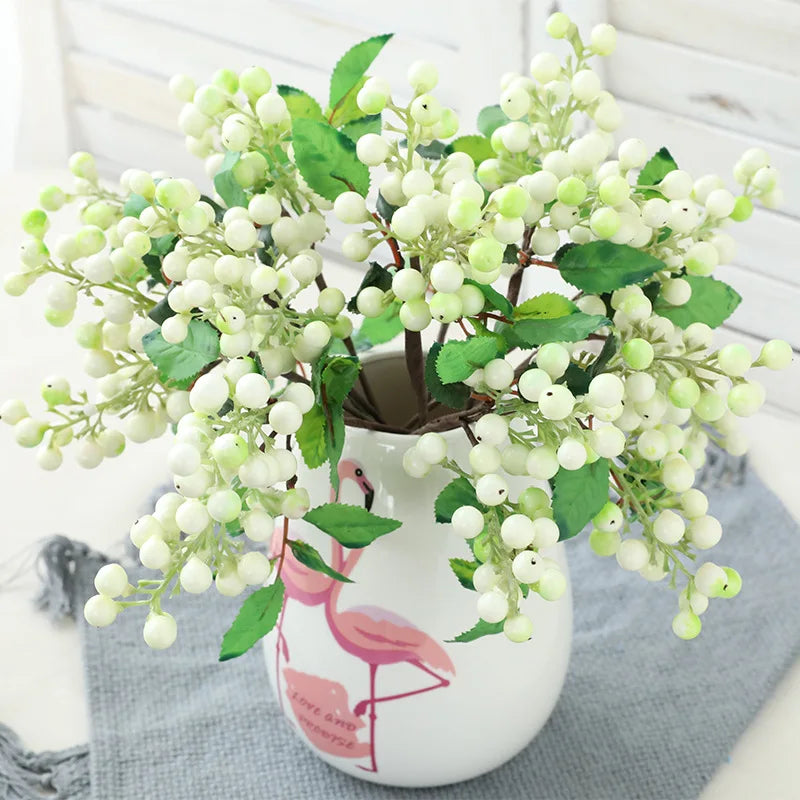 D-BR004 Christmas Lifelike Blue Artificial Berry Stems Berry Artificial pink Berries for Wedding DIY Bridal Bouquet