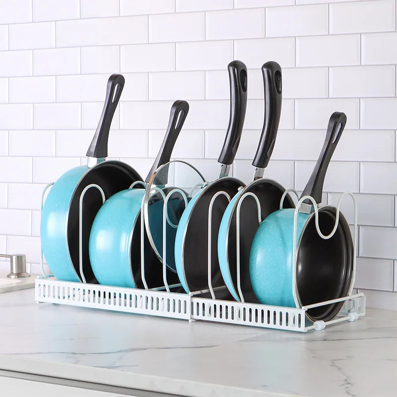 Multi-functional Multi-layer Expandable Pots and Pans Holder Kitchen Storage Rack Adjustable Pot Rack Shelf