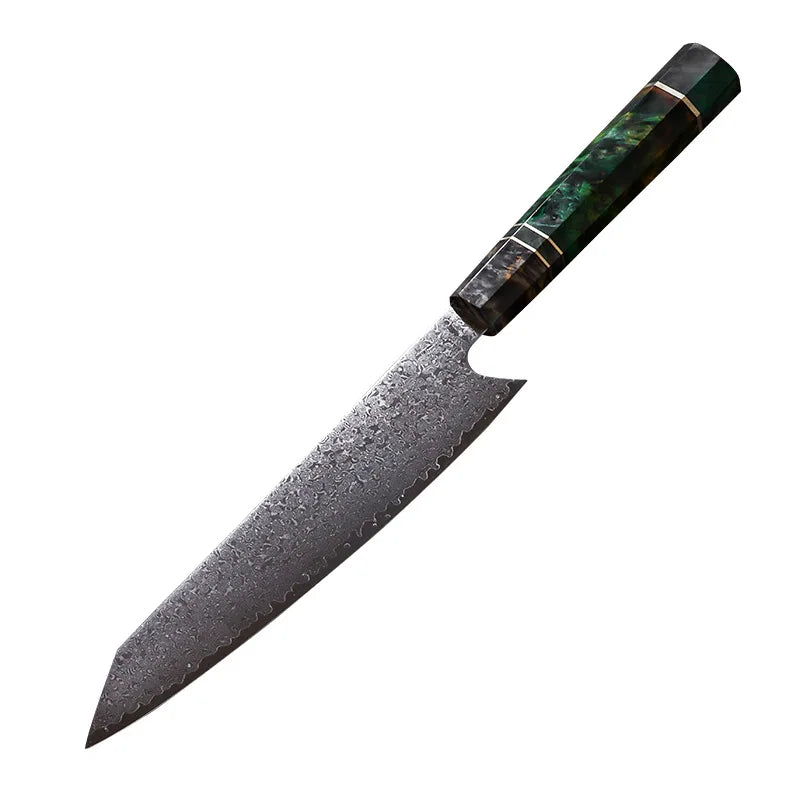 8-Inch Japanese Damascus Gyuto Chef Knife with Octagonal Wood Handle