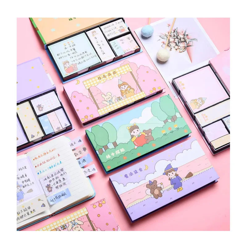 School Stationery Kids Girls Creative Memo Pad Cartoon Kawaii Cute Sticky Notes Set