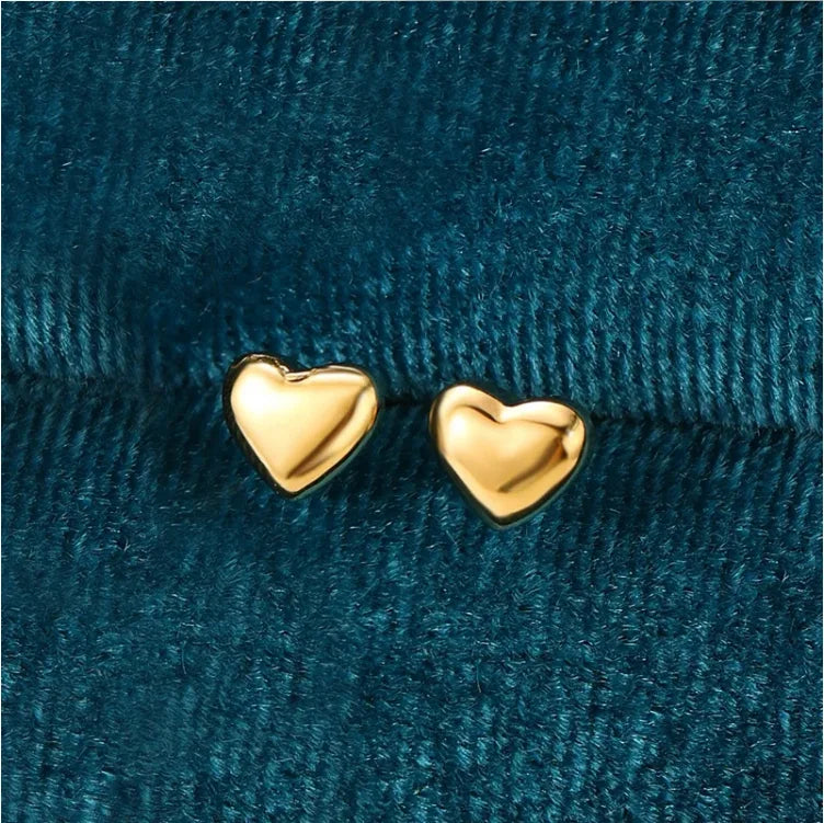 Small Peach Heart Shaped Earrings Stainless Steel Gold Plated Smooth Love Cute Heart Stud Earrings Women Girl