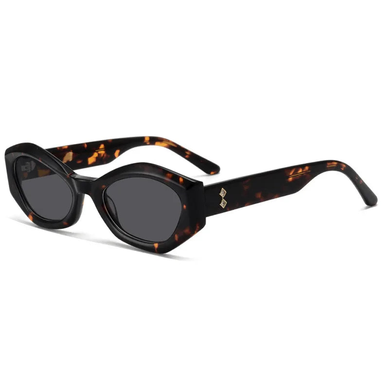 Fashionable Thick Small Frame Acetate Trend Sunglasses Polarized Irregular Diamond Sun Glasses