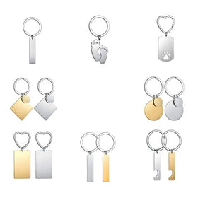 Foot Dog Paw Heart Metal Key Chains Custom Keychain Blank Sublimation Laser Engrave Stainless Steel Keyring Promotional Keychain
