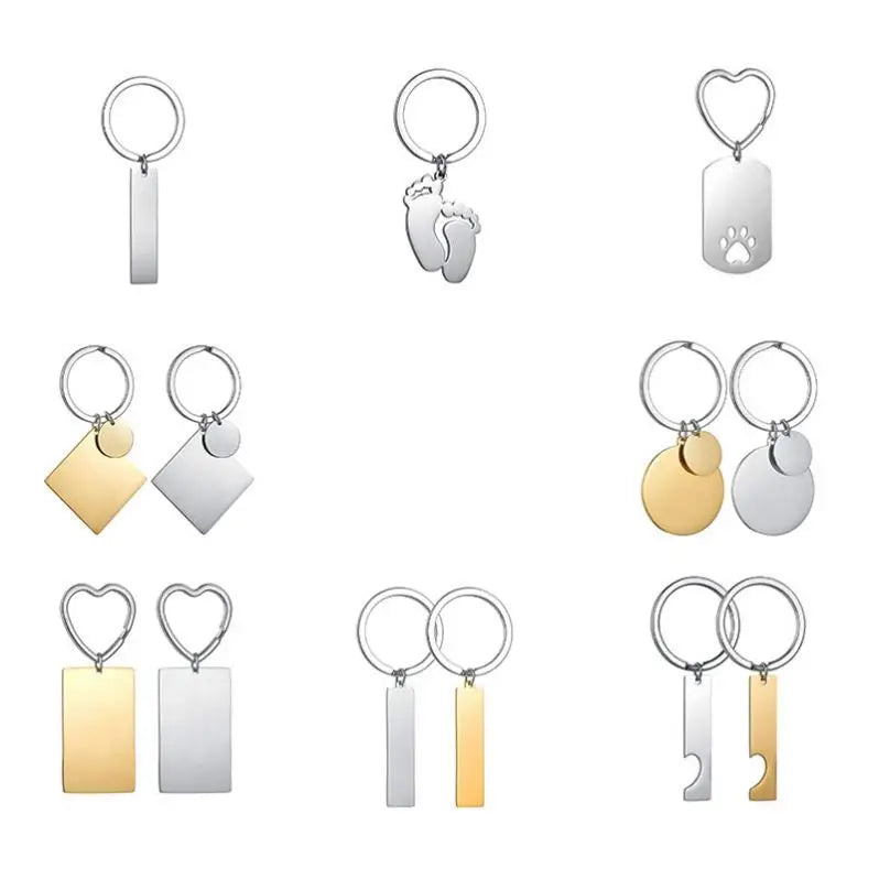 Foot Dog Paw Heart Metal Key Chains Custom Keychain Blank Sublimation Laser Engrave Stainless Steel Keyring Promotional Keychain
