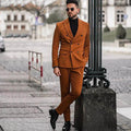 Brown Double-Breasted Men's Suit Custom Groom Wedding Dress Classic Peake Lapel Design 2 Pieces Trajes De Hombre Terno Masculino