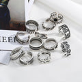 SC Retro Trendy Korean Silver Rings Opening Adjustable Finger Ring Vintage Knuckle Stacking Rings for Women Men
