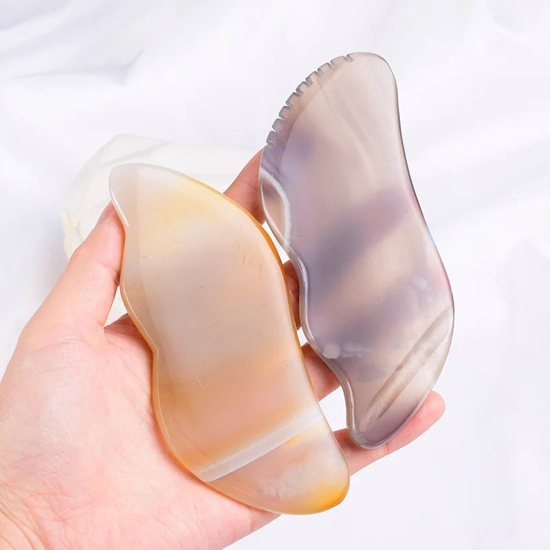 Laxe Agate Gua Sha Jade Roller Gua Sha Board Real Natural Agate Stone Scraping Stone Gua Sha Tool Set