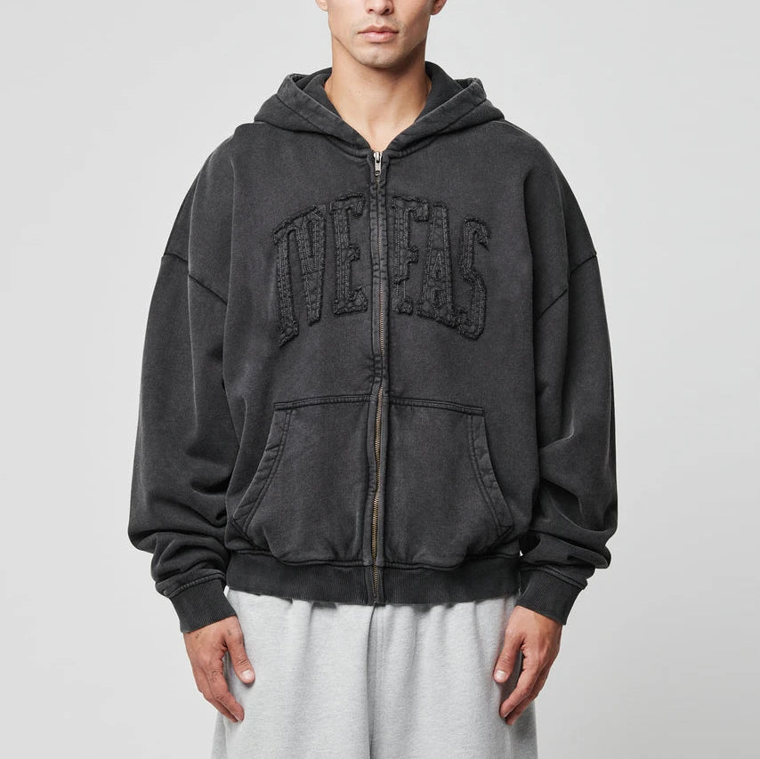 Wholesale Custom 420 Gsm Oversize Drop Shoulder Acid Wash Hoodie Vintage Wash Embroidery Patch Hoodie for Men