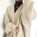 Autumn and Winter Knitted Fashion Simple Loose Twist Long Women Maxi Sweater Coat Cardigan
