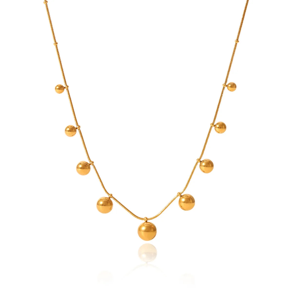 Cross-Border Stainless Steel Clip Beads Snake Bones Chain Tassel Golden Ball Pendant Necklace Titanium Steel Clavicle Choker