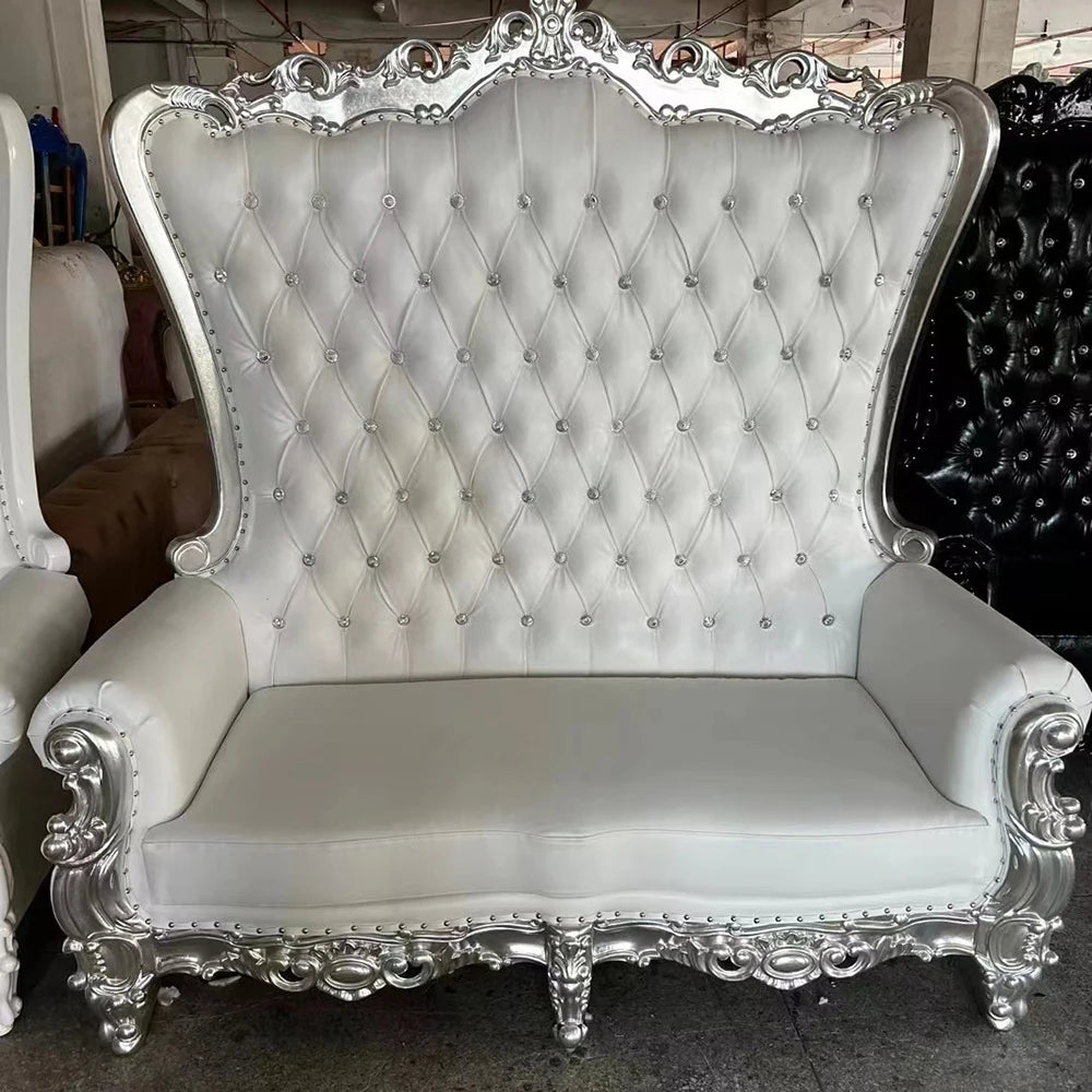 Hot Selling Stainless Steel Royal Loveseat Throne Chair Wedding Sofa Bride and Groom