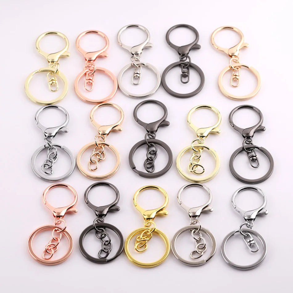 Lobster Claw Clasps Keychain Metal Lobster Clasp Lobster Claw Clasps Hook with Flat Split Keychain Ring Clip for Keychains