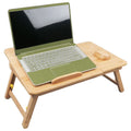Bamboo Laptop Desk Foldable Table Laptop Tray Wood Notebook Stand Computer Lap Desk with Drawer for Sofa Bed