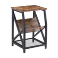 Living Room Nightstand Rustic End Wooden Coffee Side Table Shelf  With 3-tier Storage