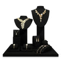 Luxury Microfiber Jewellery Earring Bracelet Display Stand Customize Black Metal jewelry display rack Set for jewelry shown