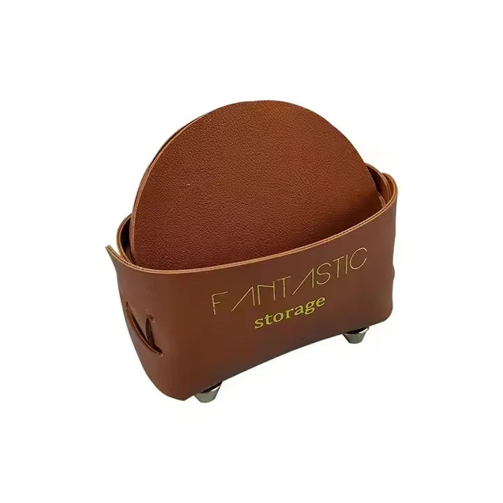 Fashion Hot Selling Pu Leather Cup Coaster Personalized Customized Leatherette Coaster Set