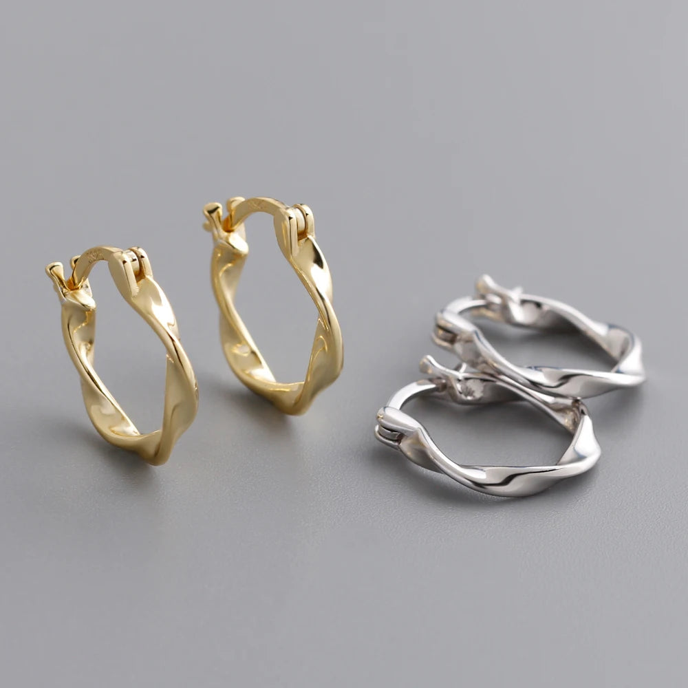 2024 NEW Wholesale Fashion Jewelry 925 Sterling Silver Irregular Twist Gold Plated Hoop Earring Jewelry for Women