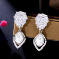 Noble Gorgeous Cubic Zirconia Stone Female Engagement Wedding Party Jewelry Fancy Pearls Drop Earrings for Women