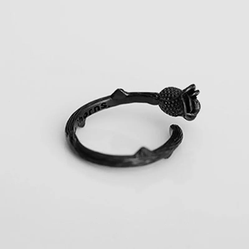 Adjustable Alloy Knuckle Rings for Women Gun Black Plated Rose Flower Cute Fashion Jewelry Comfort Fit