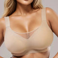TJ Wireless Bras for Big Chest Knitted Jelly Minimizer Bra with Adjustable Side Straps Plus Size Logo on Cup Wire-Free Underwear MegaBDM