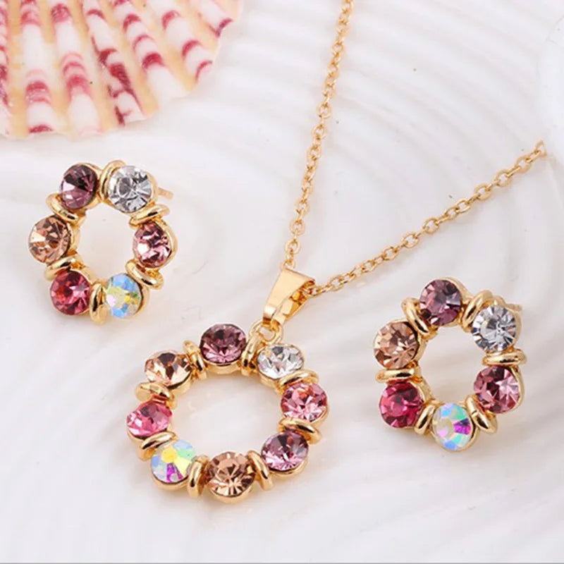 Necklaces Earrings Set for Women Plated Chain Necklace Accessories Pendant Necklace