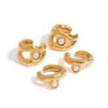 J&D 18k Gold Plated Stainless Steel High Polished Smooth Twins Shell Pearl Ear Cuff