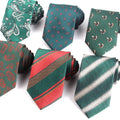 Male Polyester Neckties Wholesale Cheap Green Ties Stripe Wedding for Men in 8cm