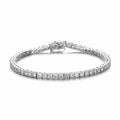 Pulseras De Mujer Shiny  Copper Plated Silver Zircon Tennis Bracelet Pulsera De Tenis Box Chain Silver Tennis Bracelet
