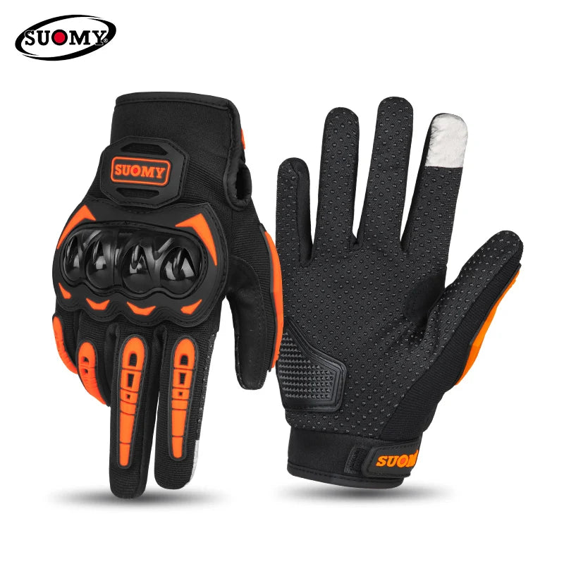 SUOMY Classic Biker Full Finger Motorcycle Gloves Breathable Wear-Resistant Non-slip Palm Off-road Riding Sports Protection