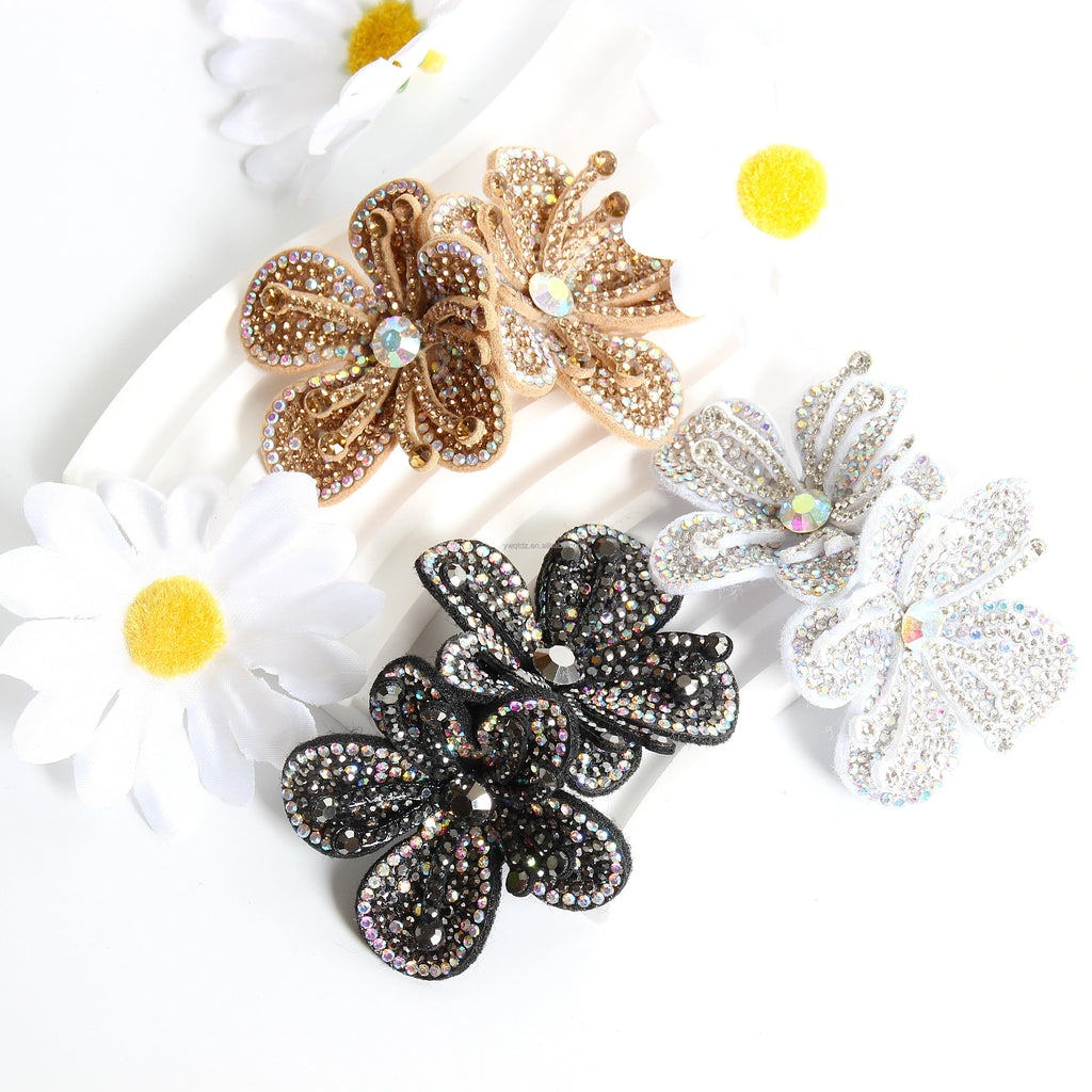 Double Decal Crystal Rhinestone Flat Bottom Flower Sewing Technology for Shoes Hair Accessories Clothing-Multiple Styles Stretch