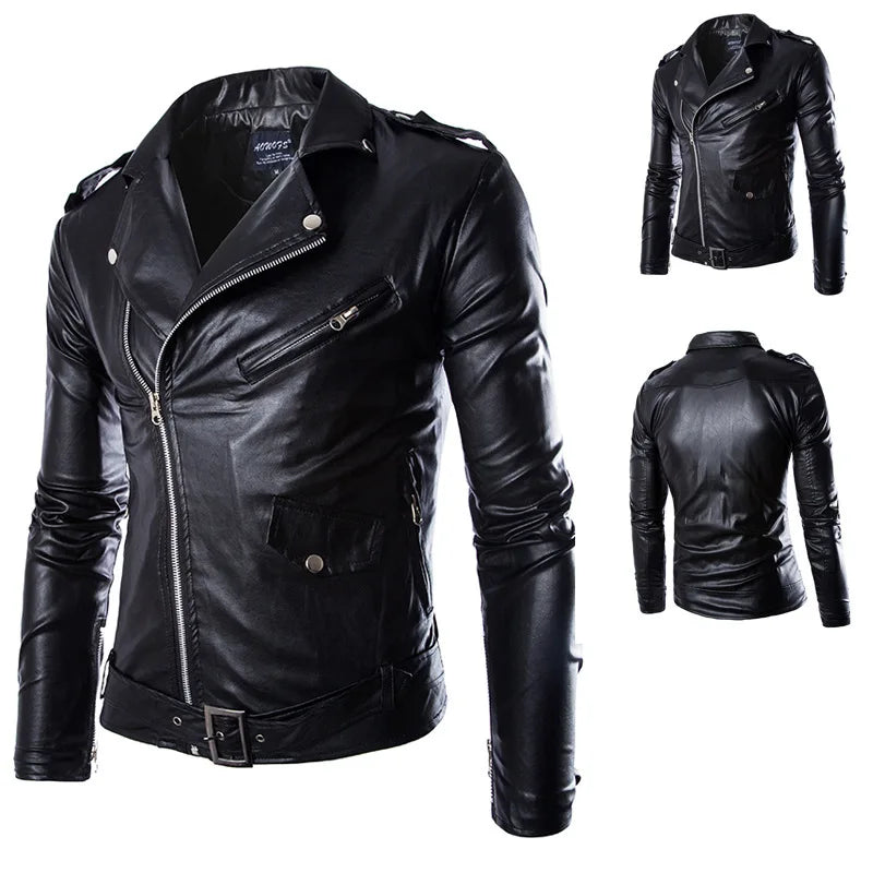 Fashion Motorcycle PU Jacket Windproof Metal Zipper Biker Coat Custom Bomber Men Jackets