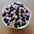 500g DIY Craft Supplies Slime 4/5/6/8/10mm Mixed Size Black Pink Acrylic Pearl Beads No Hole Plastic Beads