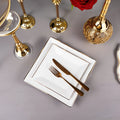 Wholesale High Standard White Porcelaine Square Plate Bone China with Gold Rim Porcelain Dish Dinnerware for Restaurant