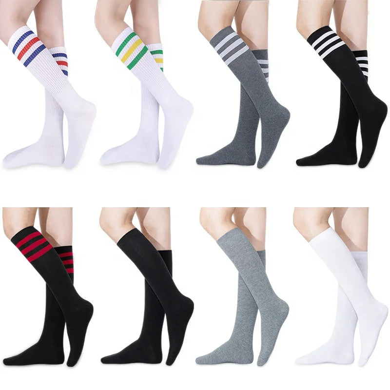 Wholesale Classic Retro Striped Knee High Socks Men Women Football Golf Tennis Sport Tube Socks