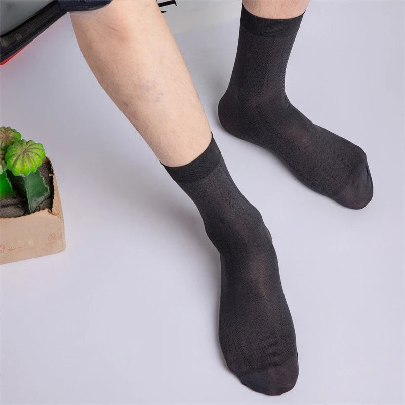 Good Quality Cheap Price Men's Casual Breathable Deodorant Dress Socks Customized Mercerized Anti-odor Ice Silk Business Socks