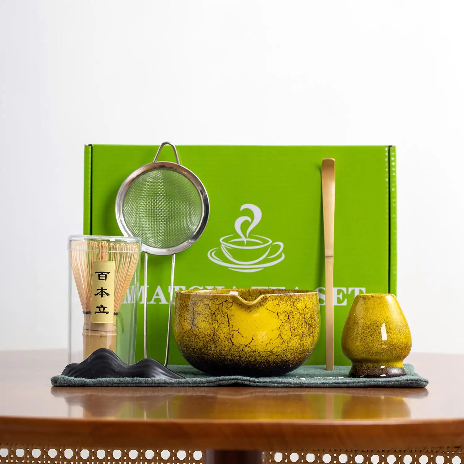 7pcs Japanese Matcha Kit Set-Stainless Steel Whisk Bowl Spout Measuring Spoon Sifter-for Coffee & Tea Gift Packaging Included