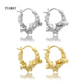 FUAMAY Boucle Doreille Femme 925 Silver Irregular Branch Knot Earrings Chunky Bold Huggies with Gold Plating Zircon for Wedding