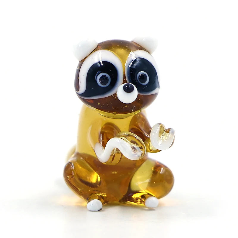 Custom Decorative Handmade Murano Lampwork Glass Raccoon Figurine