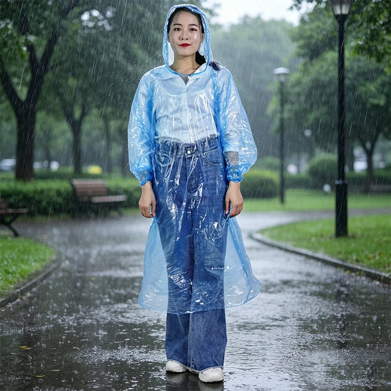 Portable Waterproof Disposable Plastic Fashion Single-person Raincoat Cheap One Size for Adults for Outdoor Tour and Travel