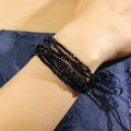 Women  4mm Black Transparent Grey Crystal Glass Beads Bracelet Multilayer Adjustable Tassel Friendship Bracelets