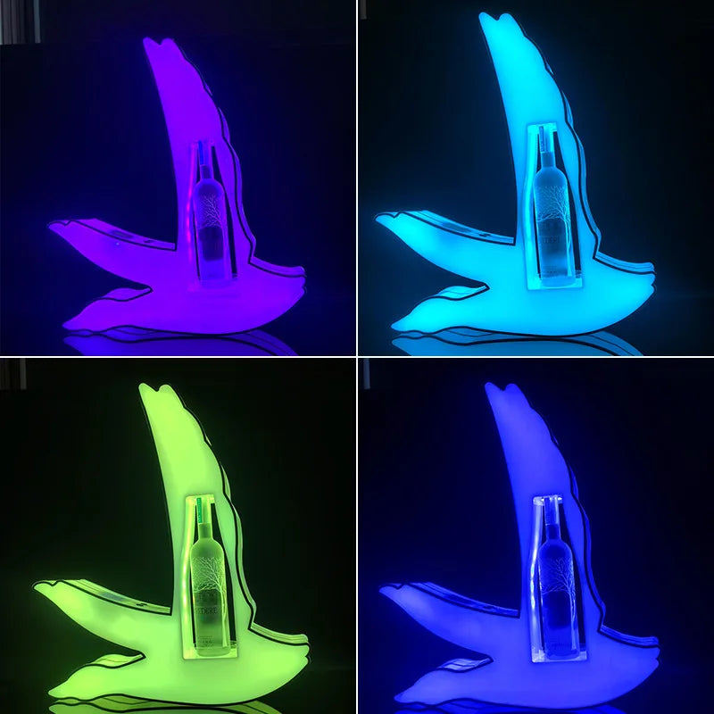 Factory Price Halo Rain Bird Wine Holder Wine Bottle Holder Rechargeable LED Wine Bottle LED Light Presenter