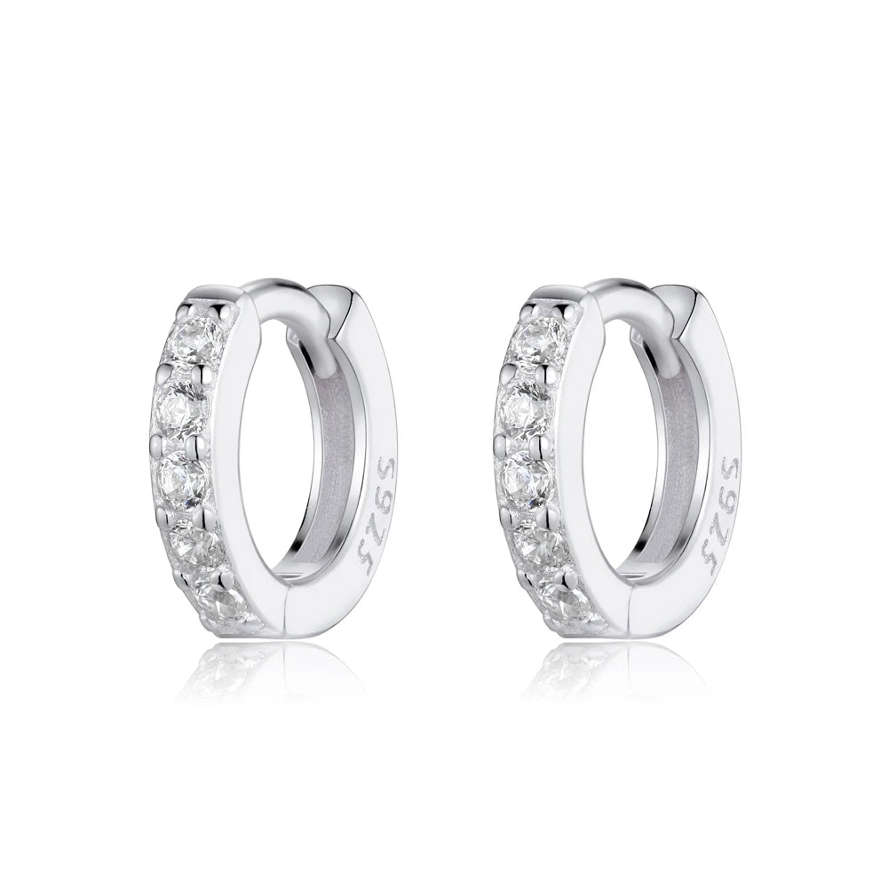 CZ Cubic Zirconia 925 Sterling Silver Earrings Jewelry Cartilage Small Huggie Hoop Earrings
